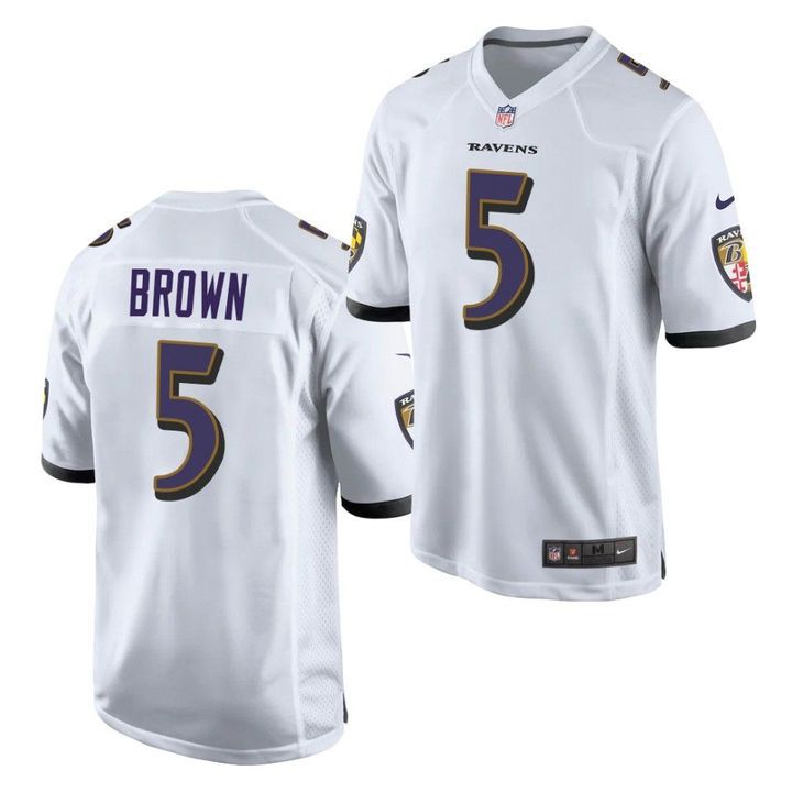 Men Baltimore Ravens 5 Marquise Brown Nike White Game Player NFL Jersey